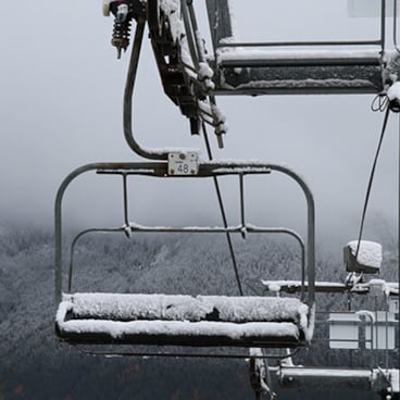 snow on the chairlift
