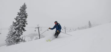 Skier at Summit West for opening day